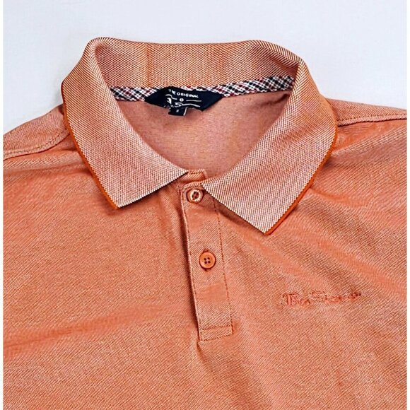Ben Sherman Size Small Mens Burnt Orange Ebroidered Chest Logo Short Sleeve Polo - Picture 11 of 11